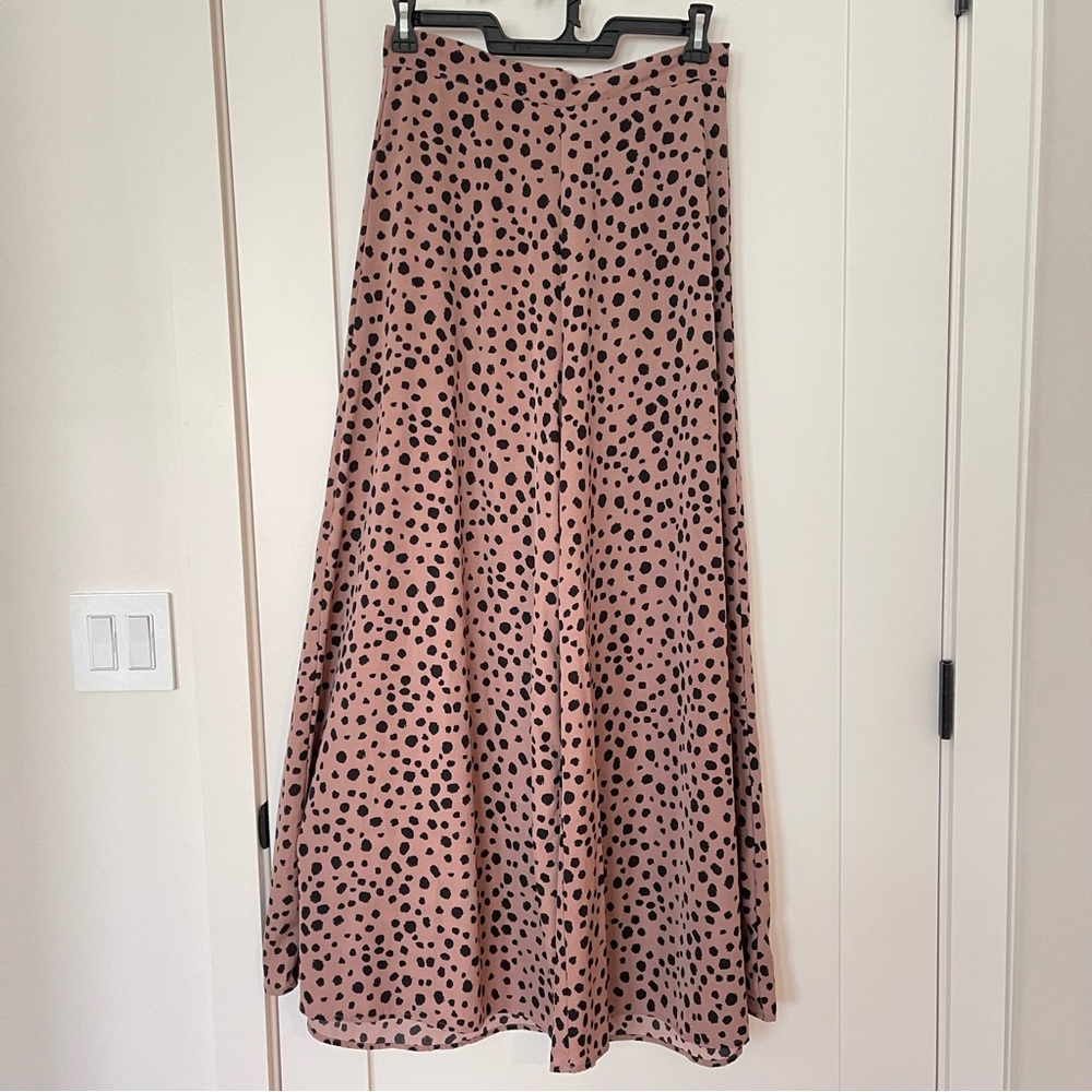 SHEIN Blush Pink and Black Spotted Wide Leg Pants